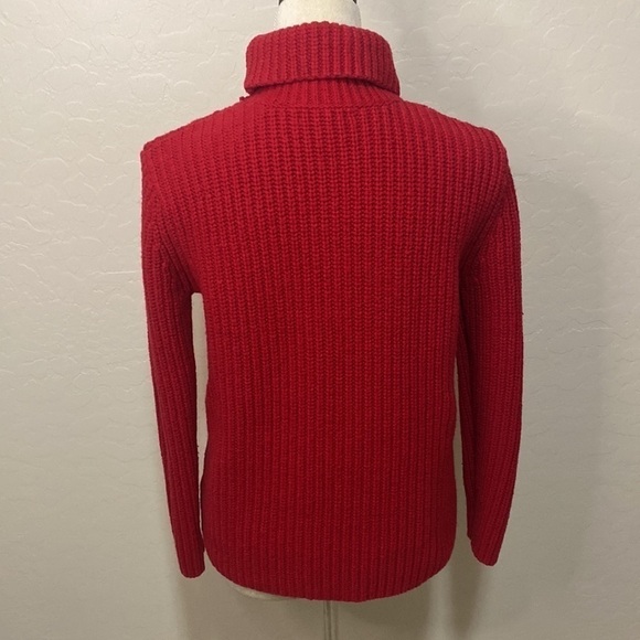 Lands End red turtleneck chunky cable knit long sleeve sweater Size SP - Picture 6 of 6